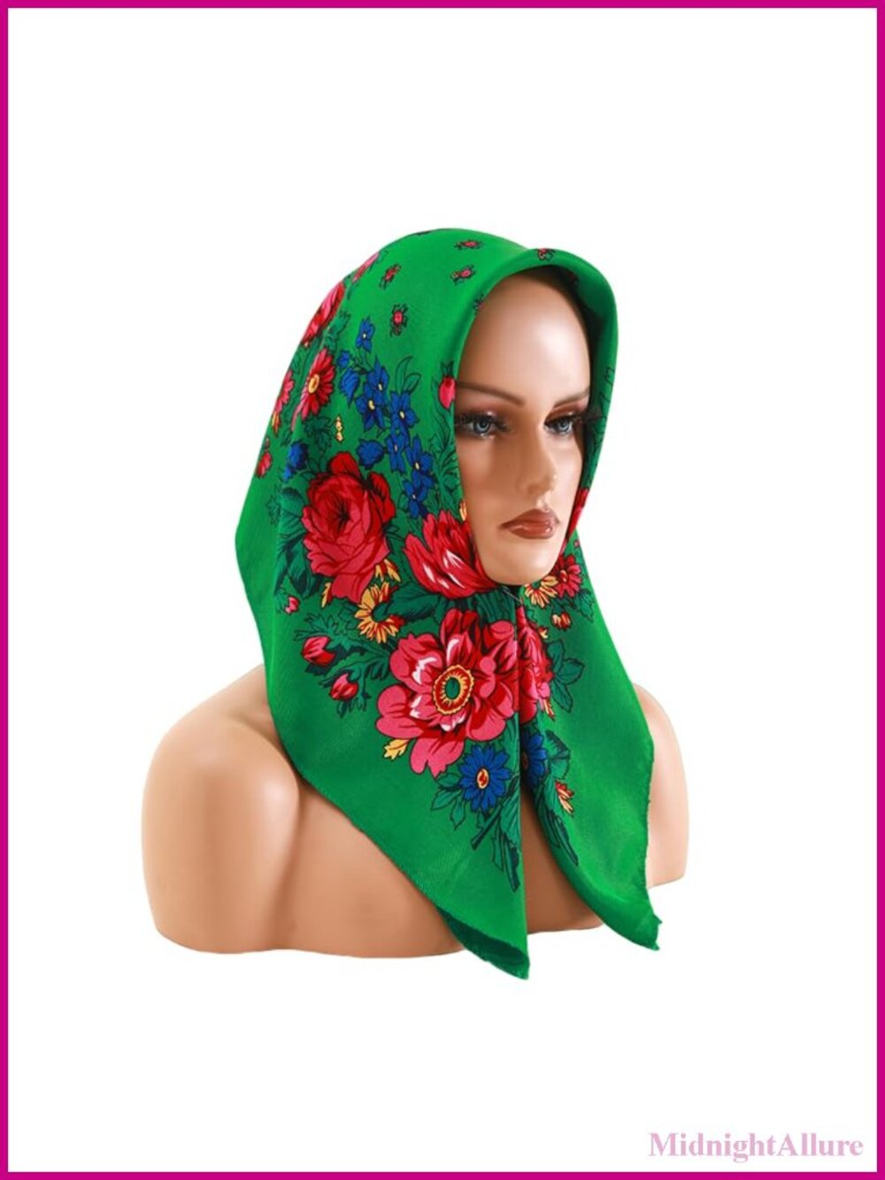 Handmade Floral Print Headscarf Square Shawl Sun Protection Multi-Functional